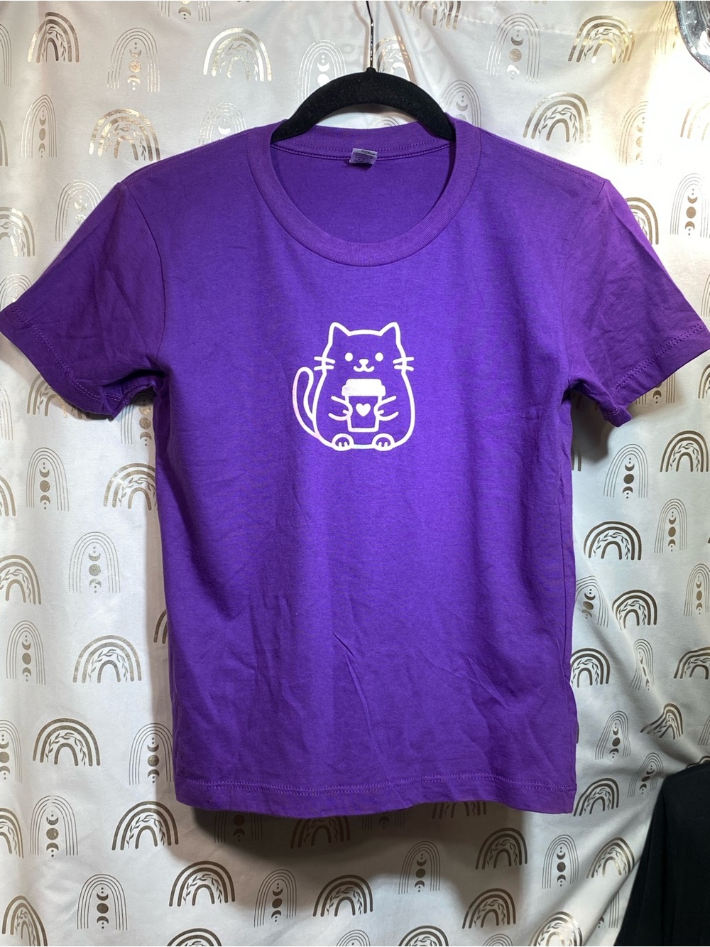 Kids Purple Cat Graphic Tee - Cute Short Sleeve Tee Upcycled